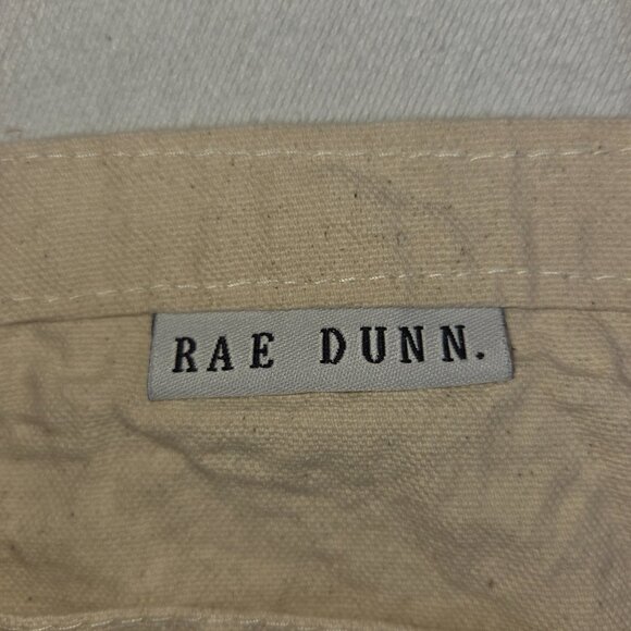 Rae Dunn Large Beige Canvas Teacher Tote Bag Red Apple Reuseable - Picture 6 of 8